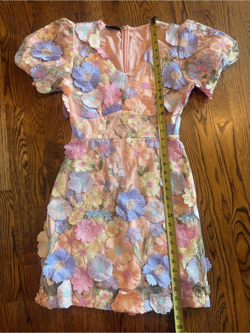 NWOT small VIci Floral Embroidered Pink Puff-short Sleeve Women's short dress - Picture 11 of 11